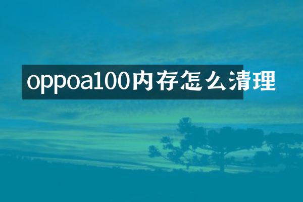 oppoa100内存怎么清理