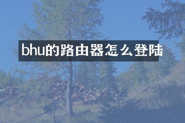 bhu的路由器怎么登陆