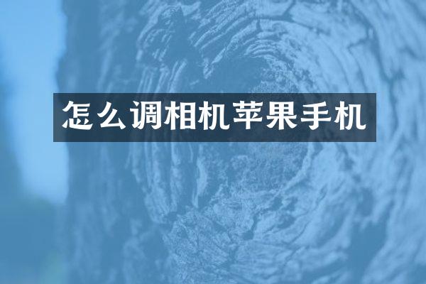 怎么调相机苹果手机