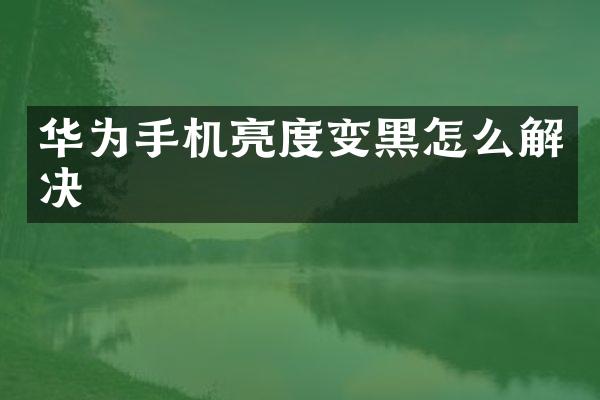 华为手机亮度变黑怎么解决