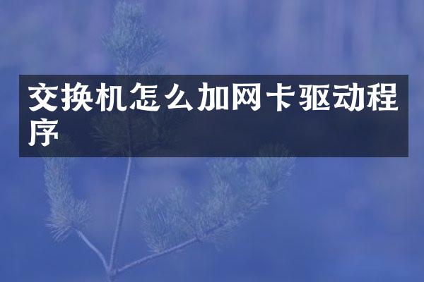 交换机怎么加网卡驱动程序