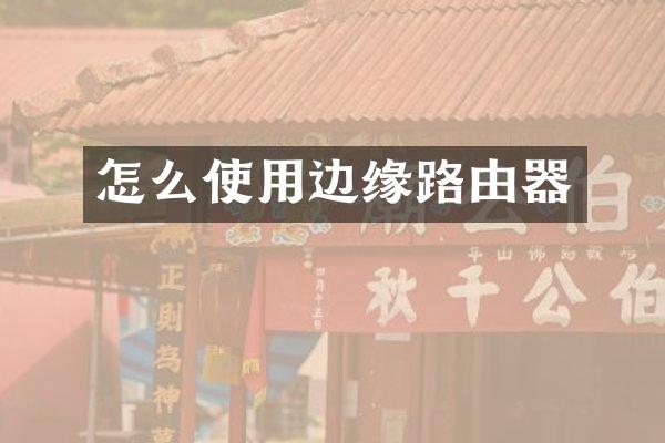 怎么使用边缘路由器