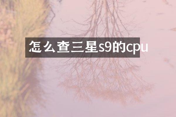 怎么查三星s9的cpu