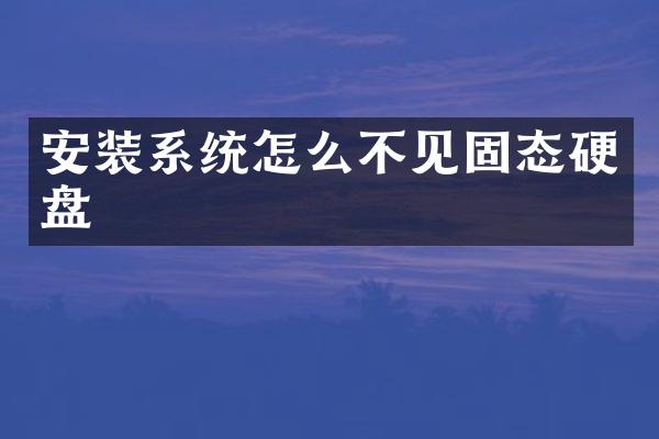 安装系统怎么不见固态硬盘