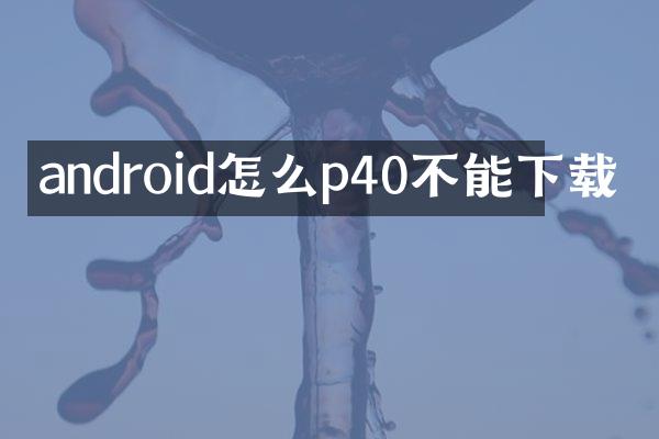 android怎么p40不能下载