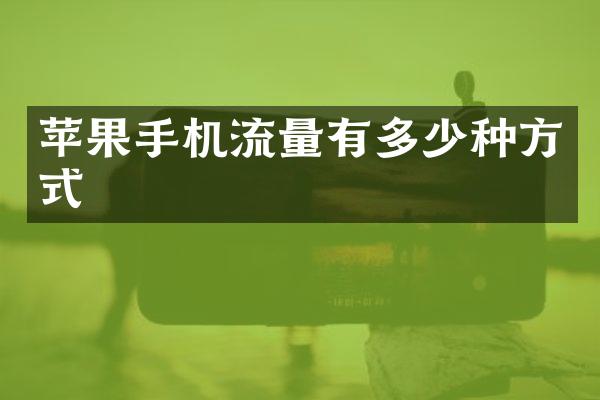 苹果手机流量有多少种方式