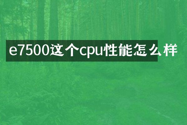 e7500这个cpu性能怎么样