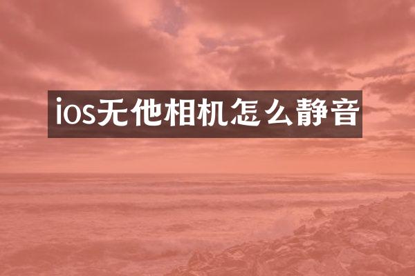 ios无他相机怎么静音