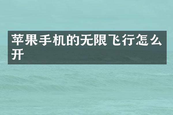 苹果手机的无限飞行怎么开