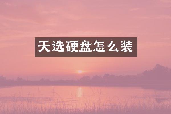 天选硬盘怎么装