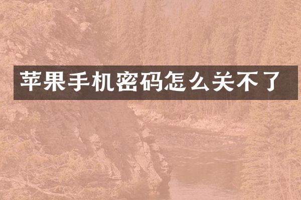 苹果手机密码怎么关不了