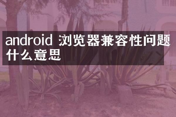 android 浏览器兼容性问题是什么意思