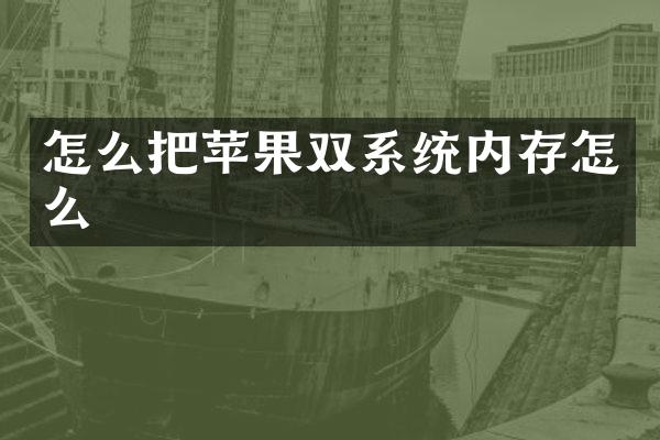怎么把苹果双系统内存怎么