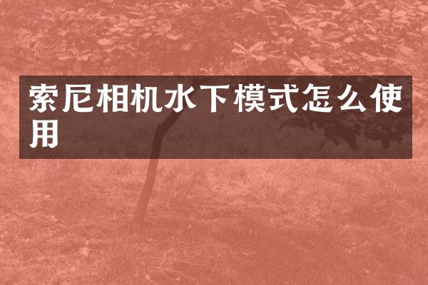 相机水下模式怎么使用