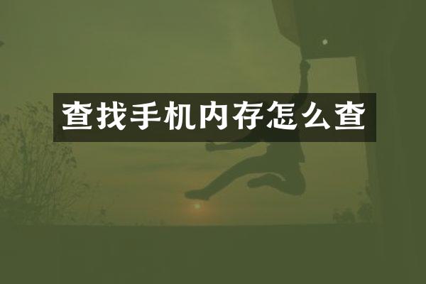 查找手机内存怎么查