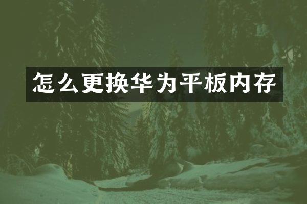 怎么更换华为平板内存