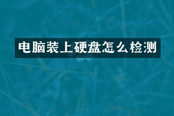 电脑装上硬盘怎么检测