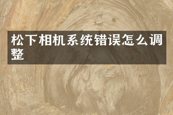 相机系统错误怎么调整