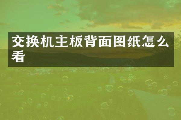 交换机主板背面图纸怎么看