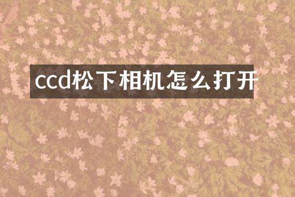 ccd相机怎么打开