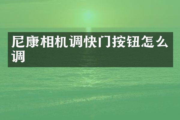 尼康相机调快门按钮怎么调
