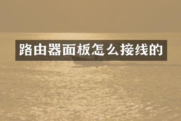 路由器面板怎么接线的