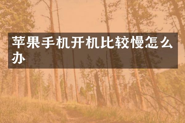 苹果手机开机比较慢怎么办