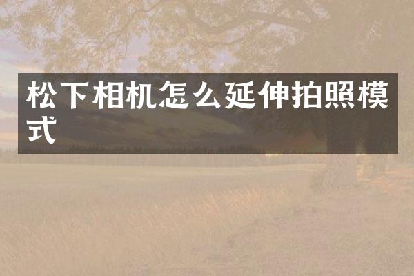 相机怎么延伸拍照模式
