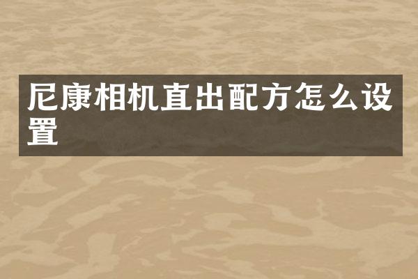 尼康相机直出怎么设置