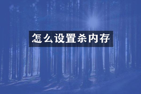 怎么设置杀内存