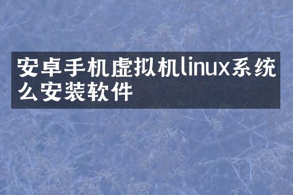 安卓手机虚拟机linux系统怎么安装软件