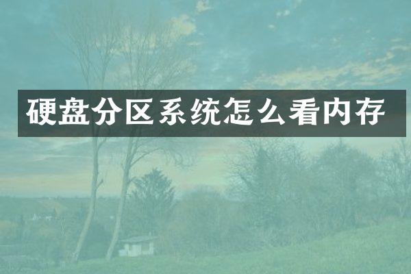 硬盘分区系统怎么看内存