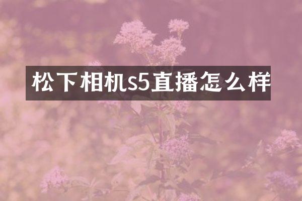 相机s5直播怎么样