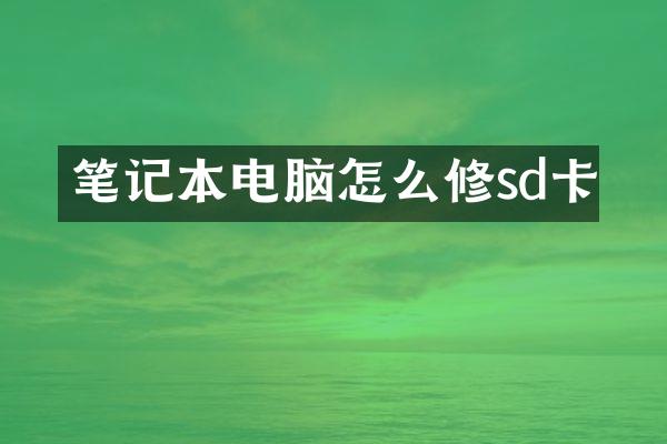 笔记本电脑怎么修sd卡