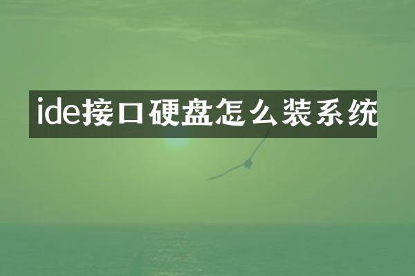 ide接口硬盘怎么装系统