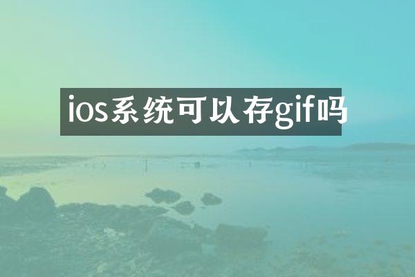 ios系统可以存gif吗
