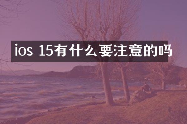 ios 15有什么要注意的吗