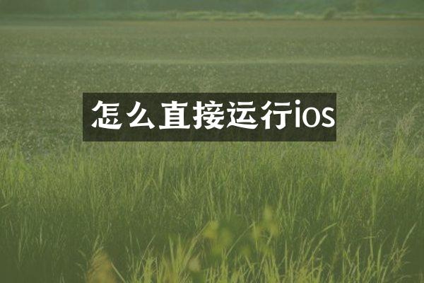 怎么直接运行ios
