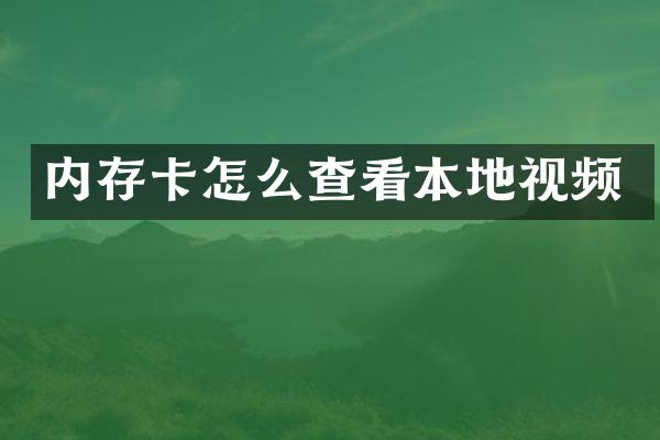 内存卡怎么查看本地视频