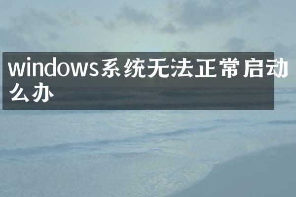 windows系统无法正常启动怎么办