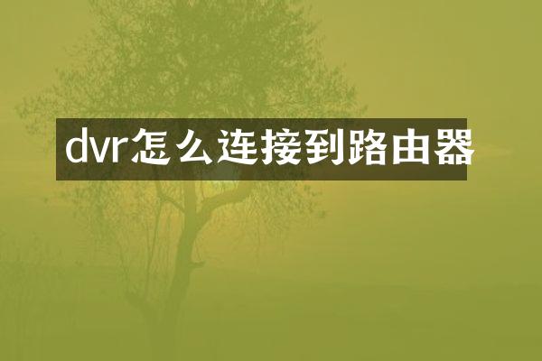 dvr怎么连接到路由器