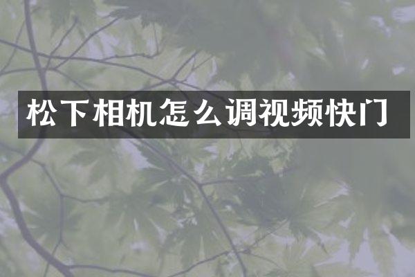 相机怎么调视频快门
