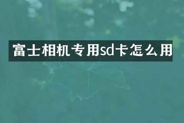 富士相机专用sd卡怎么用