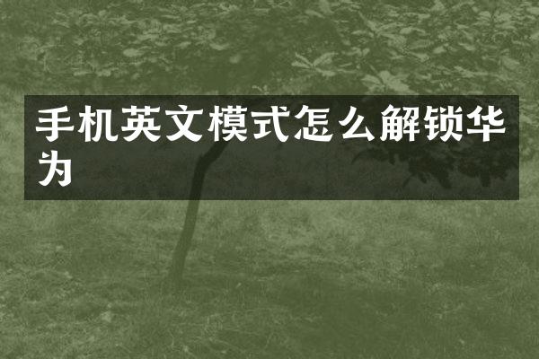 手机英文模式怎么解锁华为