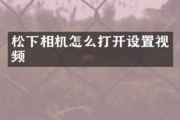 相机怎么打开设置视频