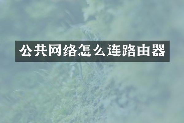 公共网络怎么连路由器