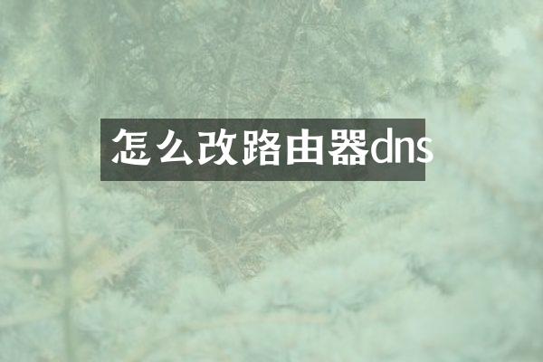 怎么改路由器dns