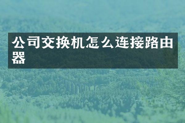 公司交换机怎么连接路由器