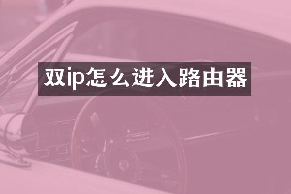 双ip怎么进入路由器