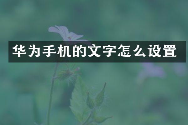 华为手机的文字怎么设置